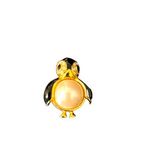 Marvella Vintage Penguin Faux Pearl Brooch Pin Signed